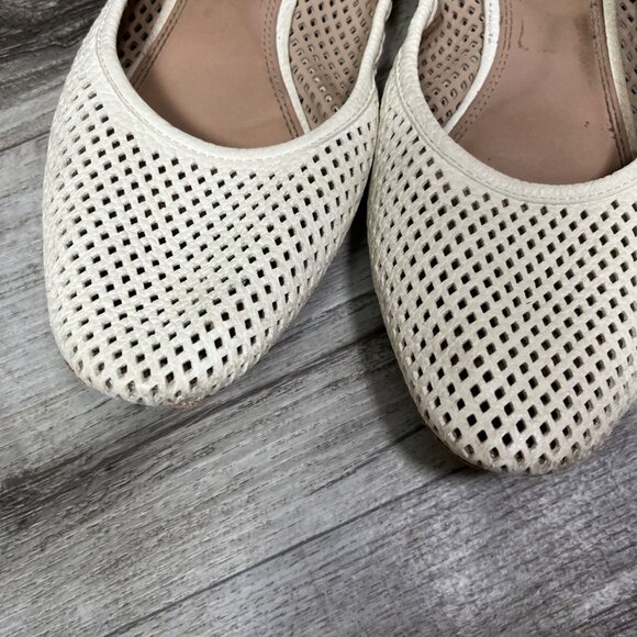 Tory Burch Whitaker Perforated Leather Ballet Flats Cream Women’s Size 6 - Picture 4 of 8